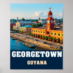 Georgetown Koloniale Waterfront en Guyaanse Erfgoe Poster