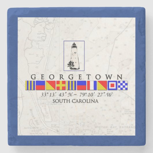 Georgetown Nautical Flags and Coordinates Onderzet Stenen Onderzetter (Voorkant)
