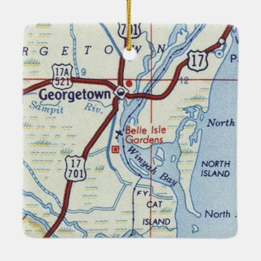 Georgetown SC  Map Keramisch Ornament (Achterkant)