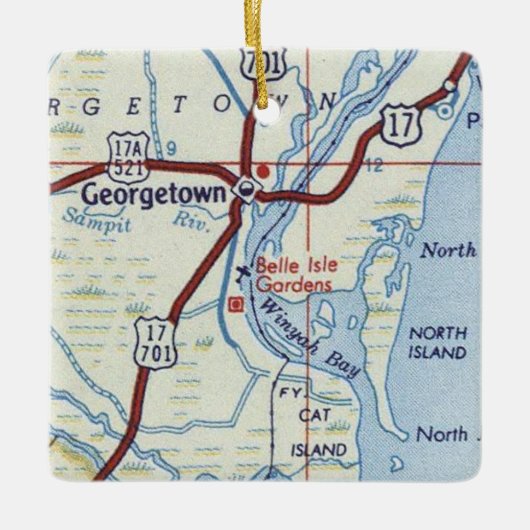 Georgetown SC  Map Keramisch Ornament (Voorkant)