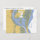 Georgetown, South Carolina Nautical Chart Briefkaa Briefkaart (Voorkant / Achterkant)