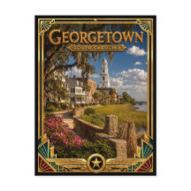 Georgetown South Carolina Vintage Art Deco Goud 