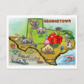 Georgetown Texas Cartoon Map Briefkaart (Voorkant)