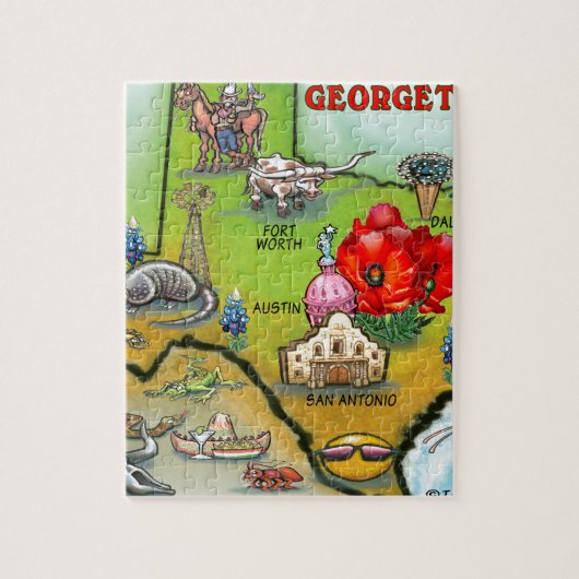 Georgetown Texas Cartoon Map Legpuzzel (Verticaal)