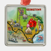 Georgetown Texas Cartoon Map Metalen Ornament (Voorkant)