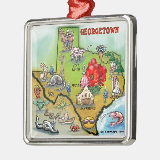 Georgetown Texas Cartoon Map Metalen Ornament (Links)