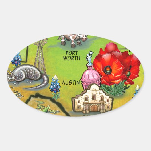 Georgetown Texas Cartoon Map Ovale Sticker (Voorkant)