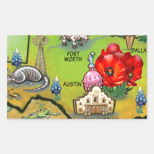 Georgetown Texas Cartoon Map Rechthoekige Sticker (Voorkant)