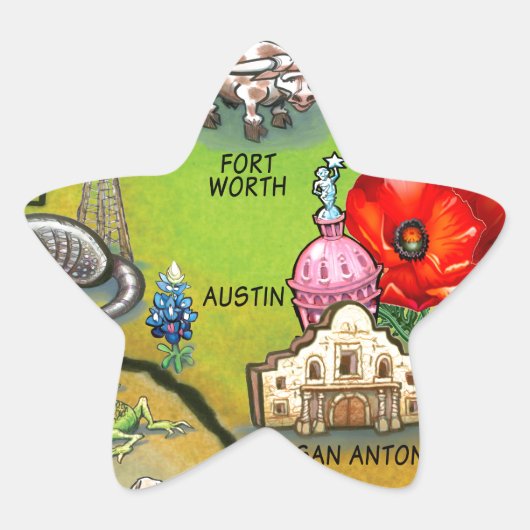 Georgetown Texas Cartoon Map Ster Sticker (Voorkant)