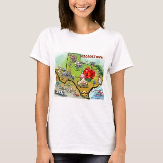Georgetown Texas Cartoon Map T-shirt (Voorkant)