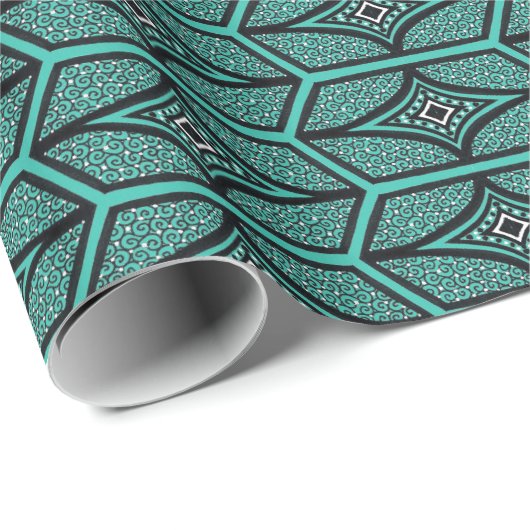 Georgette Hexagon - Turquoise Cadeaupapier (Rol Hoek)