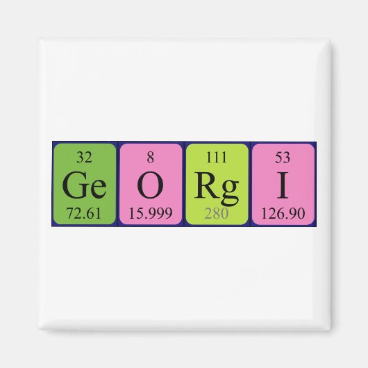 Georgi periodieke tabelnaam magnet (Voorkant)