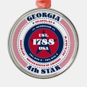Georgia 4e staat kerstversiering metalen ornament