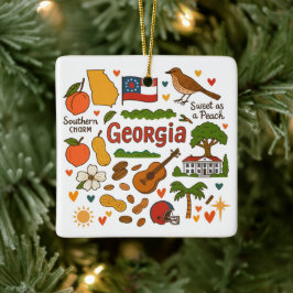 Georgia Aangepaste Familiereis Kerstmis Keramisch Ornament