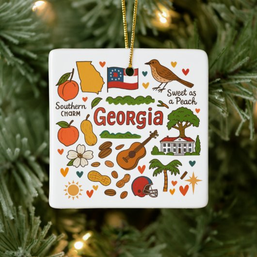 Georgia Aangepaste Familiereis Kerstmis Keramisch Ornament (Boom)
