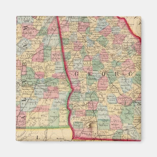 Georgia, Alabama Map door Mitchell Magneet (Voorkant)