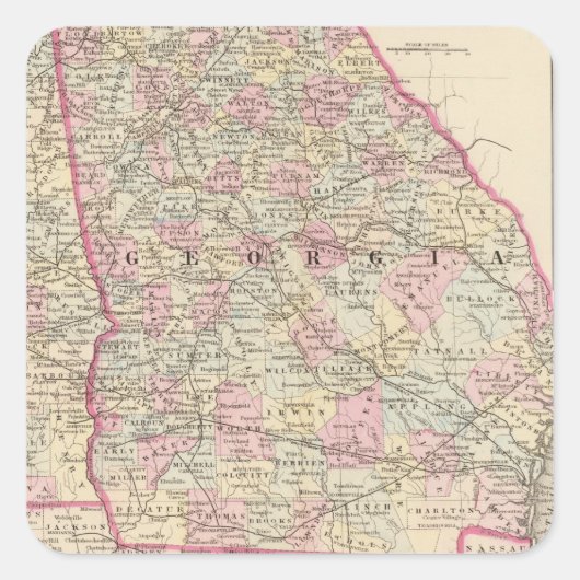 Georgia, Alabama Vierkante Sticker (Voorkant)