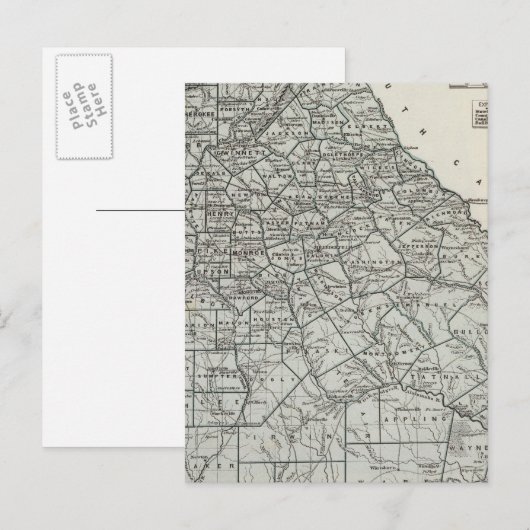 Georgia Atlas Map Briefkaart (Voorkant / Achterkant)