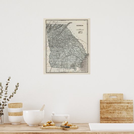 Georgia Atlas Map Poster (Keuken)