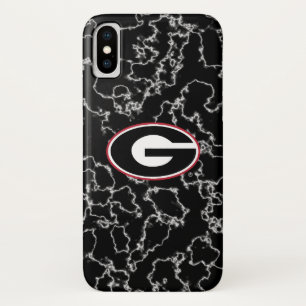 Georgia Bulldogs Logo   Zwarte marmer iPhone X Hoesje