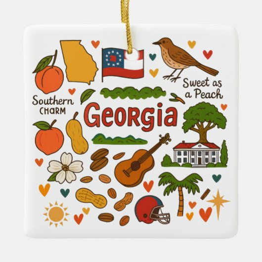 Georgia Custom Family Trip Christmas Keramisch Ornament (Voorkant)