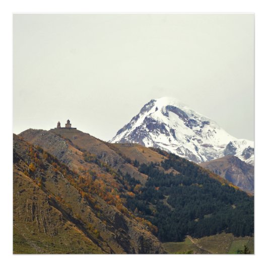Georgia, de berg Kazbegi Foto Afdruk (Voorkant)