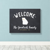 Georgia Familie Monogram Welkomstbord Canvas Afdruk (Insitu (Houten vloer))