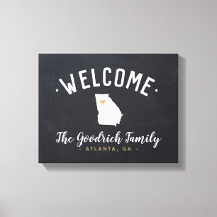 Georgia Familie Monogram Welkomstbord Canvas Afdruk