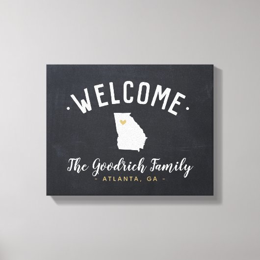 Georgia Familie Monogram Welkomstbord Canvas Afdruk (Voorkant)