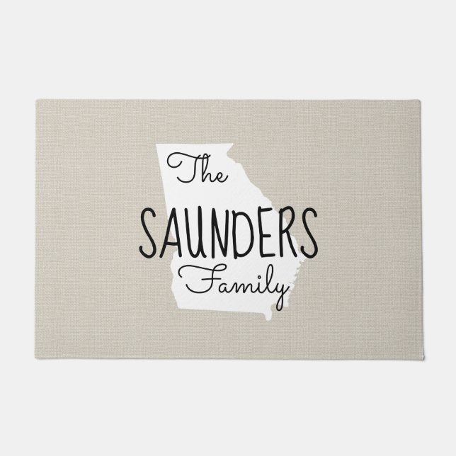 Georgia Family Monogram State Doormat Deurmat (Voorkant)