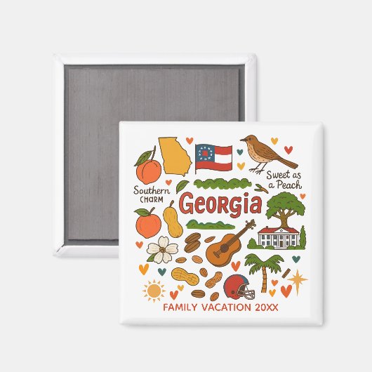 Georgia Family Trip Keepsake Custom Magneet (Voorkant / Achterkant)