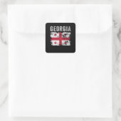 Georgia Flag Distressed - Georgian Flag Vierkante Sticker (Tas)