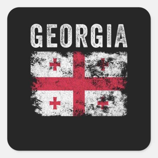 Georgia Flag Distressed - Georgian Flag Vierkante Sticker (Voorkant)