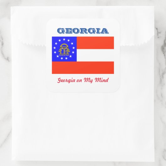 Georgia Flag en Slogan Square Sticker (Tas)