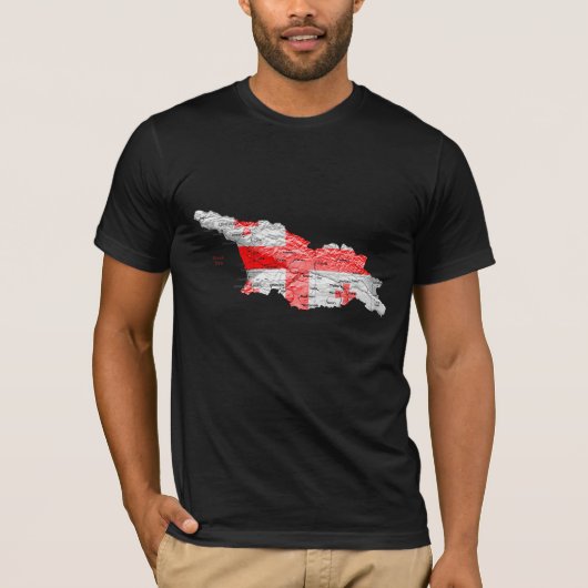 Georgia Flagcolor Map T-Shirt (Voorkant)