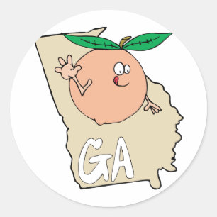 Georgia GA Cartoon Kaart met grappige lachende per Ronde Sticker