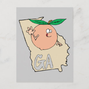 Georgia GA Cartoon Map met grappige glimlachende p Briefkaart