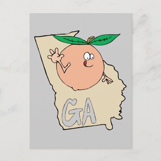 Georgia GA Cartoon Map met grappige glimlachende p Briefkaart (Voorkant)