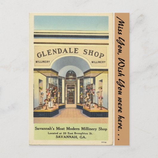 Georgia, Glendale Millinery Shop Briefkaart (Voorkant)