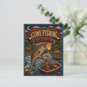 Georgia Gone Fishing Grootbekbaars Briefkaart (Staand voorkant)