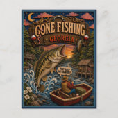 Georgia Gone Fishing Grootbekbaars Briefkaart (Voorkant)