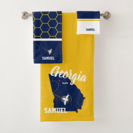 Georgia Goud en Marineblauw Bad Handdoek