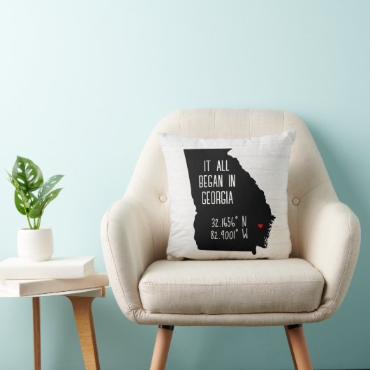 Georgia GPS-coördinaten met hart Kussen (Stoel)