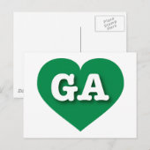 Georgia Green Heart - Ik hou van GA Briefkaart (Voorkant / Achterkant)