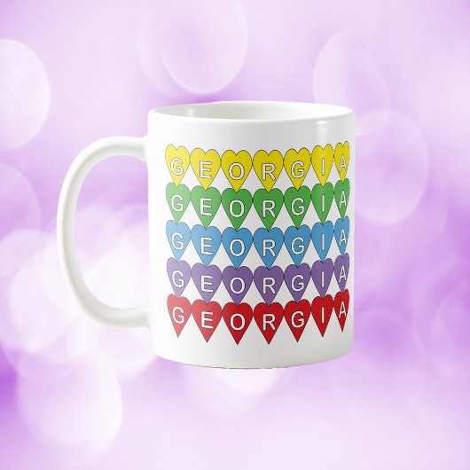 Georgia Heart Pattern Rainbow Koffiemok