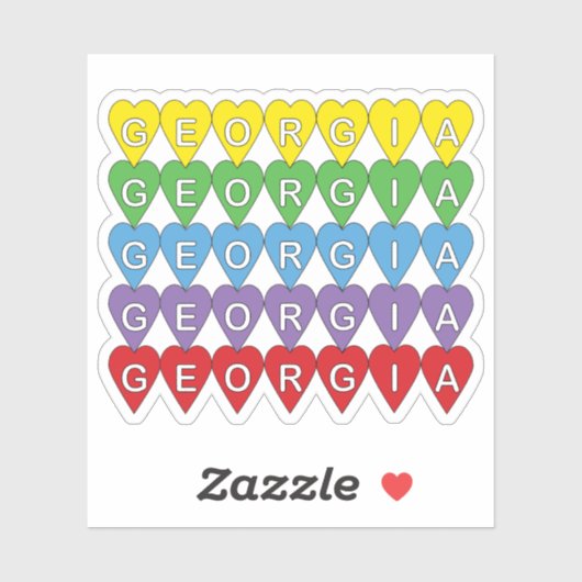 Georgia Heart Pattern Rainbow Sticker (Vel)