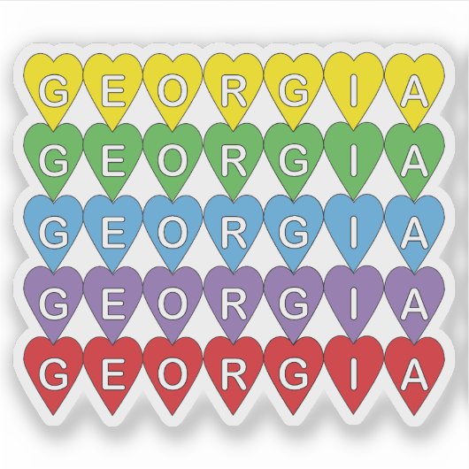 Georgia Heart Pattern Rainbow Sticker (Voorkant)