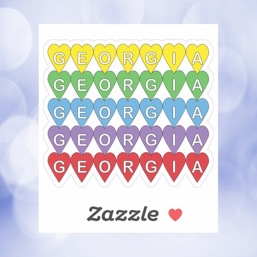 Georgia Heart Pattern Rainbow Sticker