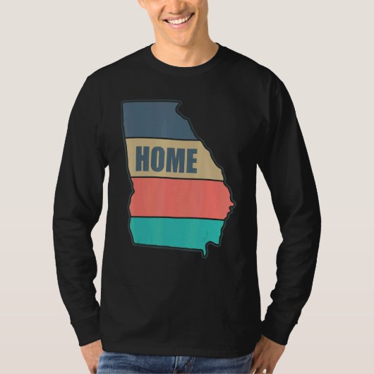 Georgia Home State Retro Peach Shape Skyline T-shirt (Voorkant)