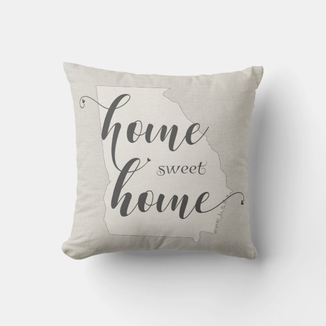 Georgia - Home Sweet Home burlap-look Kussen (Voorkant)